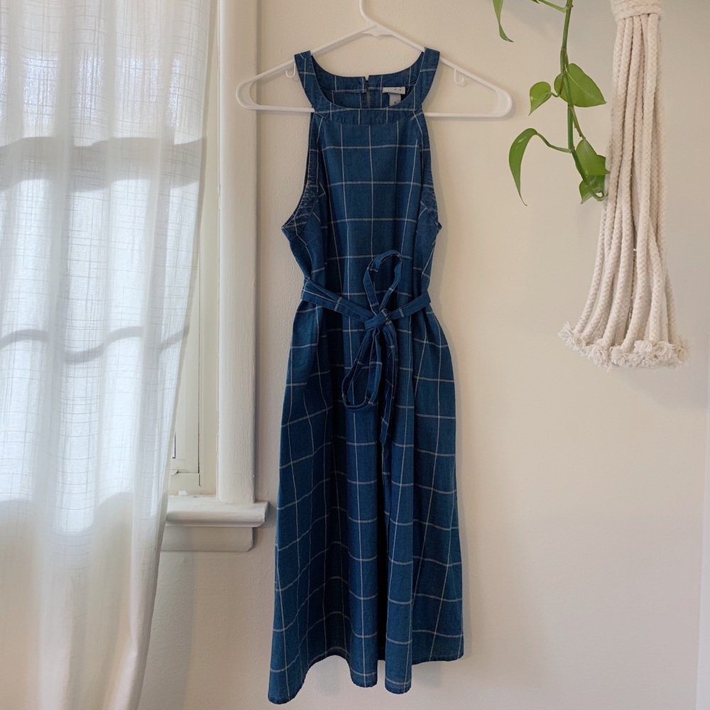 High neck, midi, swing dress